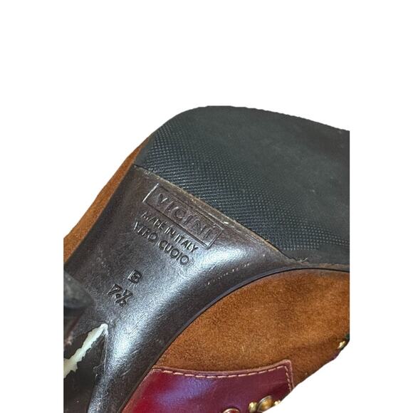 Vintage Rare Vicini Giuseppe Zanotti Mules Heels 7.5 Leather Western Jeweled 90s - Picture 9 of 11